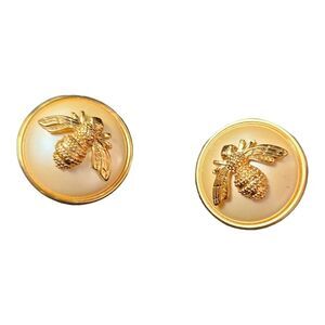 Vintage Joan River Pearl & Bumblebee Clip-On Earrings